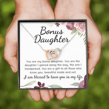 Bonus Daughter (Stepdad) Interlocking Hearts Neckalce - Love You This Much